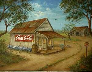 TOMS COUNTRY STORE Old Rusty Tin Roof, Coca Cola Sign, Dinner Bell 