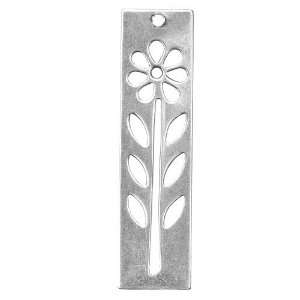   Plated Tall Flower Stencil Pendant 48mm (1) Arts, Crafts & Sewing