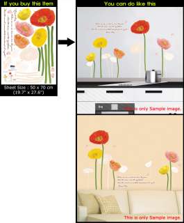 POPPY FLOWER GARDEN Removable Art Decor Wall Sticker  
