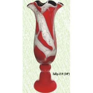    Red Tullip Vase Hand Blown Modern Glass Vase: Home & Kitchen
