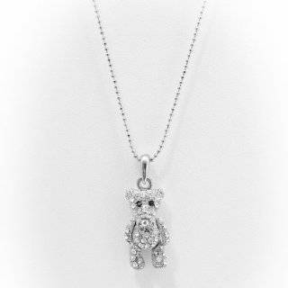 Crystals Embedded Silver Plated Movable Teddy Bear Charm and Chain