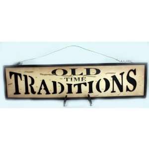   Old Time Traditions Wooden Sign Case Pack 4   754868 Patio, Lawn