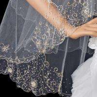   EMBROIDERED FINGERTIP BRIDAL WEDDING VEIL for tiara gown dress V2943