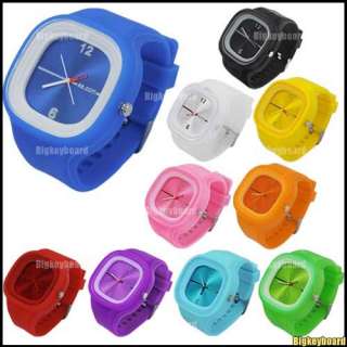 New Jelly Silicone Rubber Candy Sports Quartz Men Woman Wrist Watch 