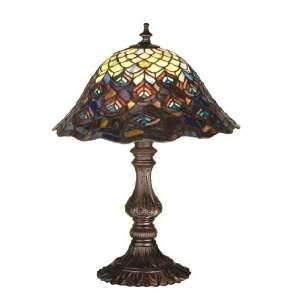 Exclusive By Meyda 16.5 Inch H Tiffany Peacock Feathers Accent Lamp 