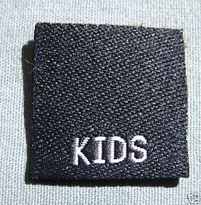 LOT OF 100 WOVEN CLOTHING LABELS, SIZE TAGS   KIDS  