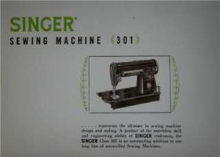 Singer Model 301 Sewing Machine Instruction Manual On CD