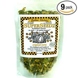 SuperSeeds Pumpkin Seeds, Original Curry, 6 Ounce Packages (Pack of 9 