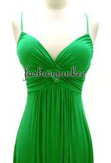 GREEN SPAGHETTI Strap MAXI Dress Long Full Length Jersey Summer Padded 