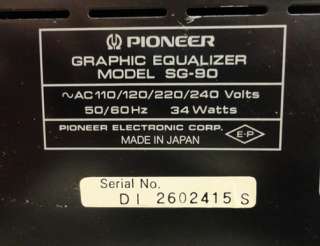 PIONEER SG 90 VINTAGE 17 BAND STEREO GRAPHIC EQUALIZER  