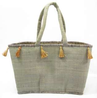 DESIGNER Olive Straw Woven Tassel Bag Tote Handbag  