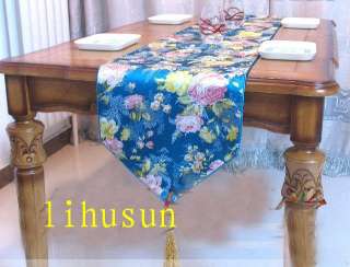 BEAUTIFUL FLOWER CHINESE SILK TABLE RUNNER &CLOTH  