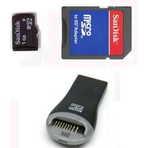  SanDisk 1GB MicroSD with SD Adapter and USB Reader 