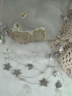 Silver tone 3 Strand Starfish Theme Necklace Set Pretty  