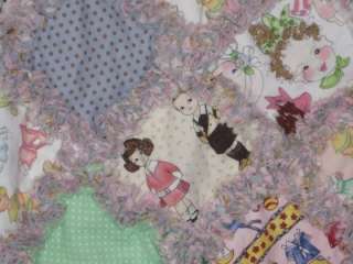 Paper Doll & Polka Dot Baby Girl Minkee Rag Quilt Boutique HM Quality 