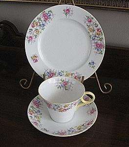 SHELLEY ROSE TRELLIS TRIO PLATE CUP & SAUCER EXC.  