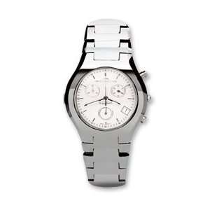  Mens Swiss Tungsten Chronograph White Dial Watch Jewelry
