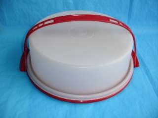 Lot RED Tupperware Cake Pie Cupcake Taker Carrier Keeper Lid Server 
