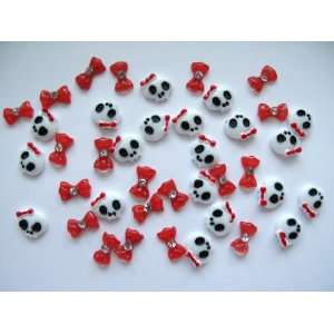 Nail Art 3d 40 Piece Red Skull & BOW/RHINESTONE for Nails, Cellphones 