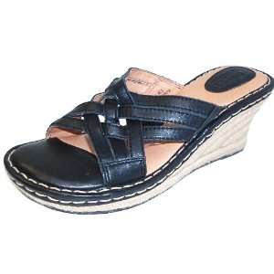   Womens Leather Wedge Heel Sandal Slide Size 9m 