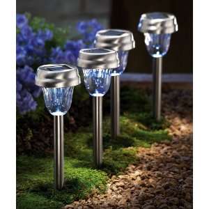  4 Pc Stainless Steel Solar Path Lights By Collections Etc 