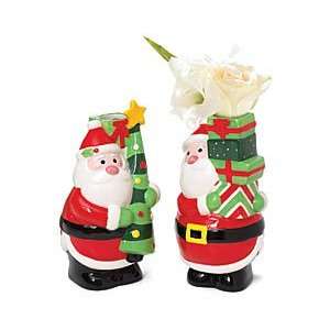  Santa Jolly St. Nick Vase Gift Set (2)  Christmas Holiday 