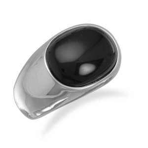  Stylish Stainless Steel & Black Onyx Ring Size 8: Everything Else