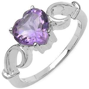  1.50 Carat Genuine Amethyst Sterling Silver Ring Jewelry