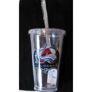 Colorado Avalanche Double Wall Tumbler with Straw  Sports 