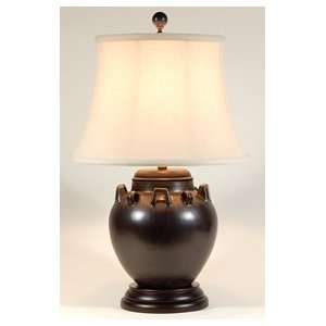    Black Pottery Table Lamp with Linen Shade