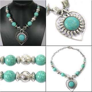 NEW IN TIBET STYLE TIBETAN SILVER TURQUOISE NECKLACE  