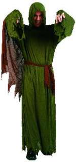 MENS GREEN ZOMBIE UNDEAD HOODED ROBE HALLOWEEN COSTUME  