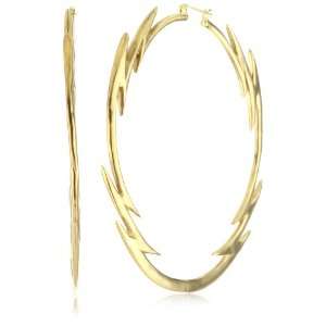   Precious Metals Gold Color Lightning Bolt Hoop Earrings Jewelry