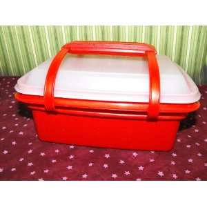  Tupperware Retro Lunch Box Red/Sheer 3pcs 