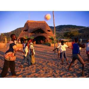  People Playing Volleyball Outside Indaba Bar, Cape Maclear 