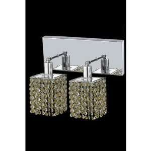 Mini 2 Light Square Wall Sconce in Chrome with Oblong Canopy Crystal 