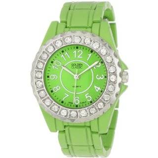   limegreen Times Up Lime Green Dial Rhinestone Encrusted Bezel Watch