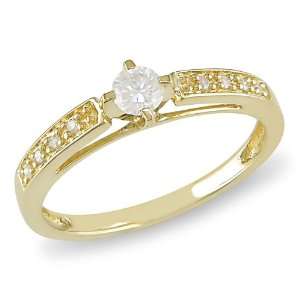 10K Yellow Gold 1/4 CT TDW Round White Diamond Engagement Ring (G H 