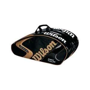  Wilson (K)Pro Tour Super Six Racquet Bag (Black/Gold 