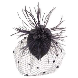  Black Feather Fabric Flower Net Fascinator Hair Clip and 